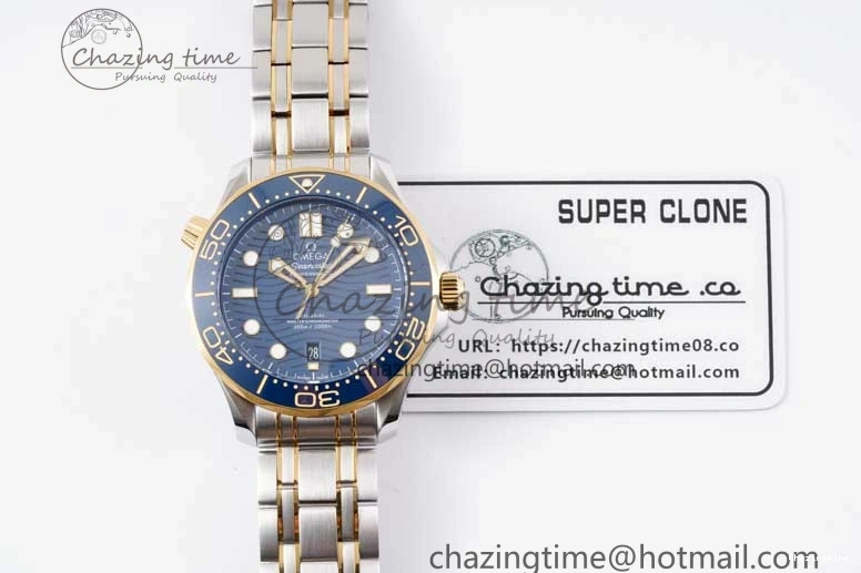 0522 ZeroBulk Seamaster Diver 300M SS YG Blue Ceramic Bezel JVSF 1:1 Best Edition Blue Dial on SS YG Bracelet A 7784